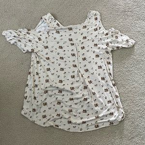 High low cold shoulder crop top with sunflowers